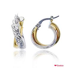 Arracadas De Dos Tonos De Oro Amarillo Y Blanco De 14 Kilates Soloencostco Aretes Aretes De Oro Oro