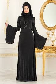 Tesetturlu Abiye Elbise Pul Detayli Volan Kol Simli Siyah Tesettur Abiye Elbise 3704s Evening Dresses Hijab Evening Dress Dresses