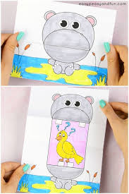 Surprise Big Mouth Hippo Printable Hippo Crafts Paper Crafts For Kids Papercraft Printable