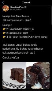 Setelah siap,masukkan ke dalam pengukus dan kukus selama 1 jam. Cham Ais Resepi Kek Milo Kukus Simple Dan Sedap Wajib Cuba Facebook