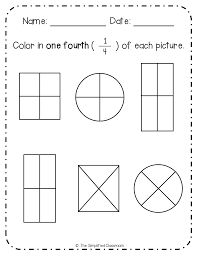 First Grade Fractions Color In Worksheet By The Simplified Classroom Fractions Worksheets Fractions First Grade Math Worksheets