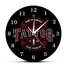 00 alarm clock version 1. Tattoo Time Custom Wall Clock Ink Shop Tattoos Gun Artist Gift Body Art Shop Studio Tattoos Logo Company Name Modern Wall Clock Wall Clocks Aliexpress