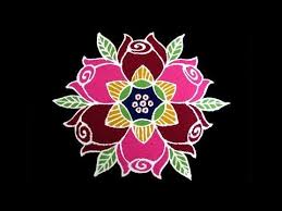 Simple New Year 2019 Rose Rangoli With 7x4 Middle Dots Sankranthi Muggulu 2019 Easy Pongal Kolam Sankranthi Muggulu Rangoli Designs Images Rangoli Designs