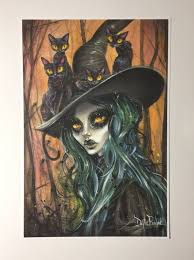 Cat In The Hat With Jade Witch By Dustin Bailard Etsy Witch Painting Art Art Prints
