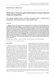 Pdf Oral Cancer Awareness And Its Determinants Among A Selected Malaysian Population