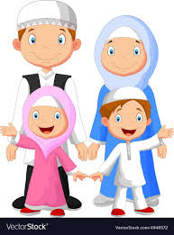 Happy Muslim Family Cartoon Vector Image On Vectorstock Family Cartoon Islamic Cartoon Muslim Family