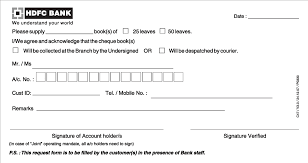 Hdfc bank self cheque sample. Free Hdfc India Cheque Book Request Form Pdf Template Form Download