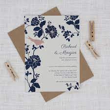 Grey Navy Blue And Dusky Pink Rose And Bird Wedding Invitations Be My Guest Bird Wedding Invitations Pretty Wedding Invitations Wedding Invitation Samples