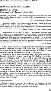 Levine's continued role came at considerable cost to the company. Monism And Pantheism Levine 1992 The Southern Journal Of Philosophy Wiley Online Library