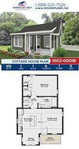 House Plan 1502 00018 Cottage Plan 612 Square Feet 1 Bedroom 1 Bathroom Guest House Plans Cottage Plan House Blueprints