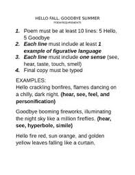 Figurative Language Poem Figurative Language Figurative Language Poems Poems