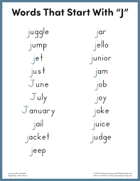 In english, words with letter q is not popular. Words That Start With J For Kindergarten Primarylearning Org