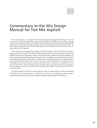 Commentary To The Mix Design Manual For Hot Mix Asphalt A