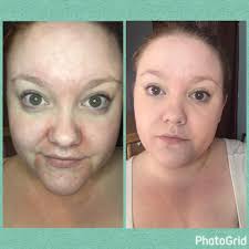 Pictures of Senegence distributors holding products between teeth