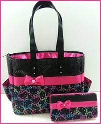 Hello Kitty Diaper Bag Black Sequin Hot Pink By Bagsbymaritza Love Love Love Hello Kitty Diaper Bag Baby Girl Diaper Bags Girl Diaper Bag