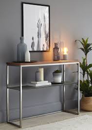 Walnut Black Chrome And Grey Frosted Glass Console Table Sleek Metal Frame Solid And Sturdy A Diseno Moderno De Muebles Diseno De Muebles Muebles De Entrada