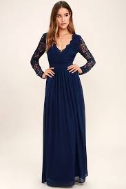 Awaken My Love Navy Blue Long Sleeve Lace Maxi Dress Long Sleeve Lace Maxi Dress Bridesmaid Dresses Long Blue Maxi Dress Blue