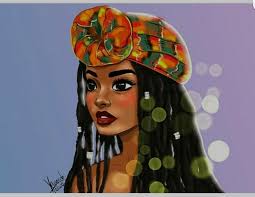 Black Art Black Female Cartoon Black Art Turban Black Girl Art Black Art Female Art