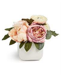 English Garden Ranunculus Artificial Arrangement In Ceramic Vase Created For Macy S Ceramic Vase White Ceramic Vases Artificial Floral Arrangements