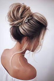 High Loose Bun Wedding Updo Hairstyles Weddinghairstyles Long Hair Updo Hair Styles Medium Hair Styles