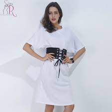 White Short Sleeve Corset Belt Casual T Shirt Dress 2017 Summer Women Loose Round Neck Cotton Loose Mini Tee Dresses T Shirt Dress Tee Dresssummer Women Aliexpress Why not add a brightly coloured or neon belt to brighten up a monochrome dress or co ord combination? white short sleeve corset belt casual t shirt dress 2017 summer women loose round neck cotton loose mini tee dresses