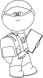 Black And White Superhero Clipart Black And White Boy Superhero Going To School Clip Art Black And White Boy Superhero Going To School Image Superhero School Images Superhero Theme
