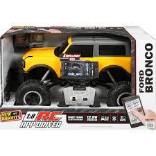 I have two rc products that i found in a dumpster. New Bright Rc 1 8 Scale App Driver Remote Control Truck Bronco 2 4ghz 12 8v Yellow Walmart Com Remote Control Trucks Ford Bronco Bronco