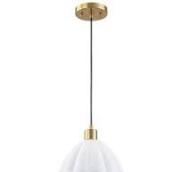 MENCOLULU 9.65 in. 1-Light Modern Gold Dome Pendant Light with White  Textured Ceramic Shade for Bedroom SKUA094758