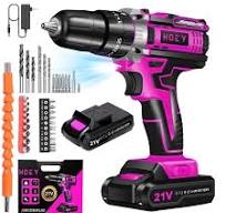 Hoey 21V Cordless Power Drill Set, 3/8 Inch Keyless Metal Chuck, 25+3  Clutch, Built-in LED Work Light, 34-Piece Accessory Kit