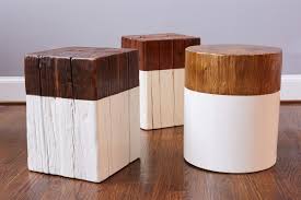 Reclaimed Wood Block Side Table Or Stool With White Round Stool Side Table Side Table Wood