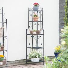 Trendline metallregal 178 cm jetzt günstig online kaufen bei globus baumarkt. Relaxdays Pflanzentreppe Ecke Goth Metall 5 Ablagen Klappbar Witterungsfest Pflanzenregal Hbt 160x36x36 Cm Schwarz