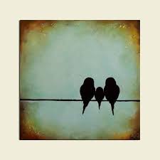 Silhouette Birds On A Wire Painting Original Signature Birds On A Wire By Contemporaryearthart On Etsy 72 00 Bird Silhouette Art Silhouette Wall Art Silhouette Art