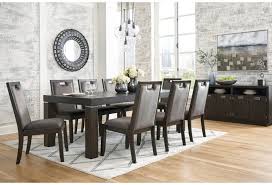 Skempton counter height dining room table and bar stools. Ashley Furniture Signature Design Hyndell D731 35 Rectangular Dining Room Extension Table With Metal Banding On Legs Del Sol Furniture Dining Tables