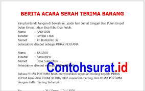 Berita Acara Serah Terima Barang Tanggal Tanda Keuangan