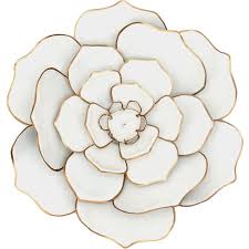 White Gold Flower Wall Decor 16 In In 2020 Flower Wall Decor Gold Wall Decor Metal Flower Wall Decor