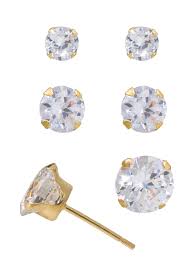 Karat (abbreviated kt or k) is a unit that indicates the purity of gold in the metal. Brilliance 10kt Yellow Gold 3mm 4mm And 5mm Cz Stud Set Walmart Com Walmart Com