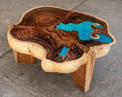 Turquoise Resin Dining Table With Glowing Inlay Etsy In 2020 Coffee Table Wood Resin Table Resin Table
