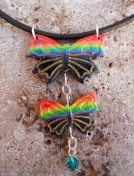 Rainbow Butterfly Necklace Black Leather Choker With Rainbow Etsy Black Leather Choker Leather Chokers Leather Choker Necklace