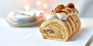 Buche A L Expresso Meringue Et Marrons Glaces Kerststronk Meringue Dessert Ideeen