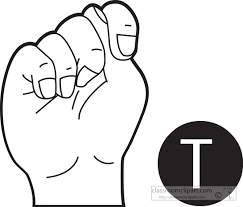 Letter t in sign language. American Sign Language Clipart Sign Language Letter T Outline Classroom Clipart