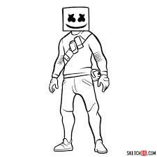 Start off with a pencil sketch. Marshmello Face Drawing Easy
