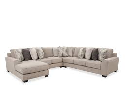 Four Piece Contemporary Sectional In Pewter Mathis Brothers Furniture In 2020 Fabric Sectional Couch Sectional Comfy Throw Pillow