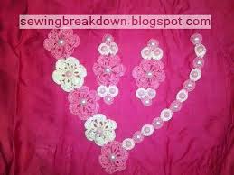 كيفية كروشيه صدر قندورة الدار بالصور خطوة بخطوة خياطة و تفصيل Crochet Necklace Diamond Bracelet Necklace