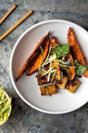 Sheet Pan Crisp Tofu And Sweet Potatoes Recipe Recipe Recipes Sweet Potato Recipes Tofu