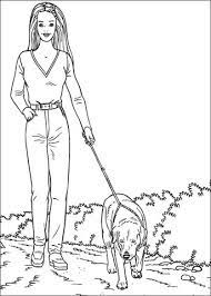 Coloriage Barbie Qui Promene Son Chien Coloriages A Imprimer Gratuits