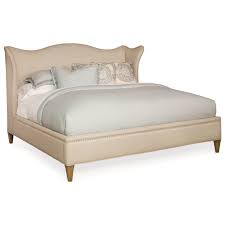 This queen upholstered bed is sure to awaken a love for modern platform styling with a softer side. Century Monarch Fine Furniture Queen Hannah Upholstered Wing Bed Sprintz Furniture Upholstered Beds