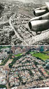 1950s年航拍照界限街旺角球場花墟山已接近填平 今又一村花墟公園 明渠 九龍塘火車橋 大坑東球場等