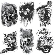 Every hour i publish the most interesting tattoos. Amazon Com Oottati 6 Sheets Temporary Tattoo Tribal Realistic Lion King Black Ink Tiger Leopard Drawing Body Art Real Large Tatoos Fierce Wolf Roar Beauty Personal Care