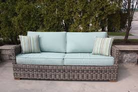 Contemporary Outdoor Wicker Sofa With Sunbrella Canvas Spa Fabric Wicker Sofa Outdoor Outdoor Wicker Furniture Wicker Sofa