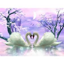Diy 5d Diamond Painting Cross Stitch Square Diamonds Embroidery Cartoon Swan Love Diamond Mosaic Home Decor Picture Rhi Swan Painting Cross Paintings Swans Art